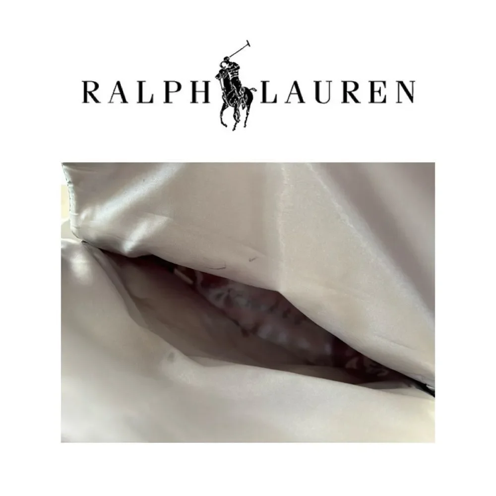 Ralph Lauren Chevron Pattern Light Pink and Gray‎ Satin Lined Cosmetic Bag
